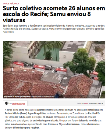 Matéria jornalística sobre crianças