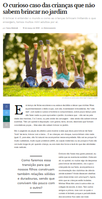 Matéria jornalística sobre crianças