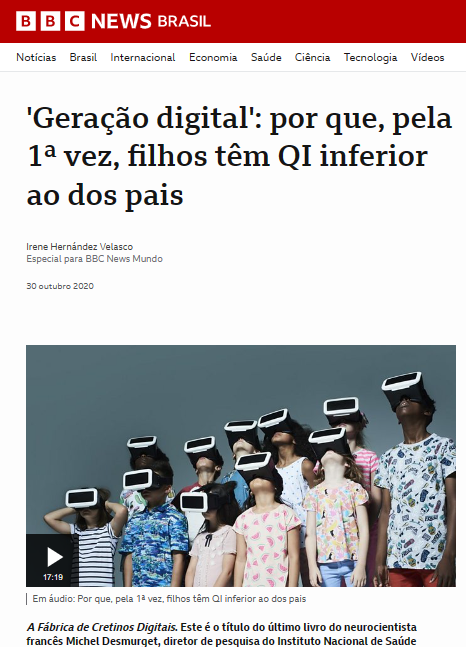 Matéria jornalística sobre crianças